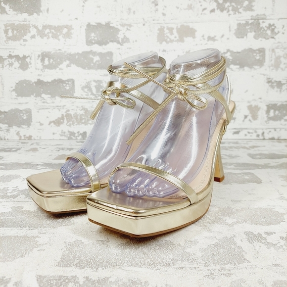 New BP Netta Platform Gold Metallic Strappy Sandals H864 - Picture 2 of 13